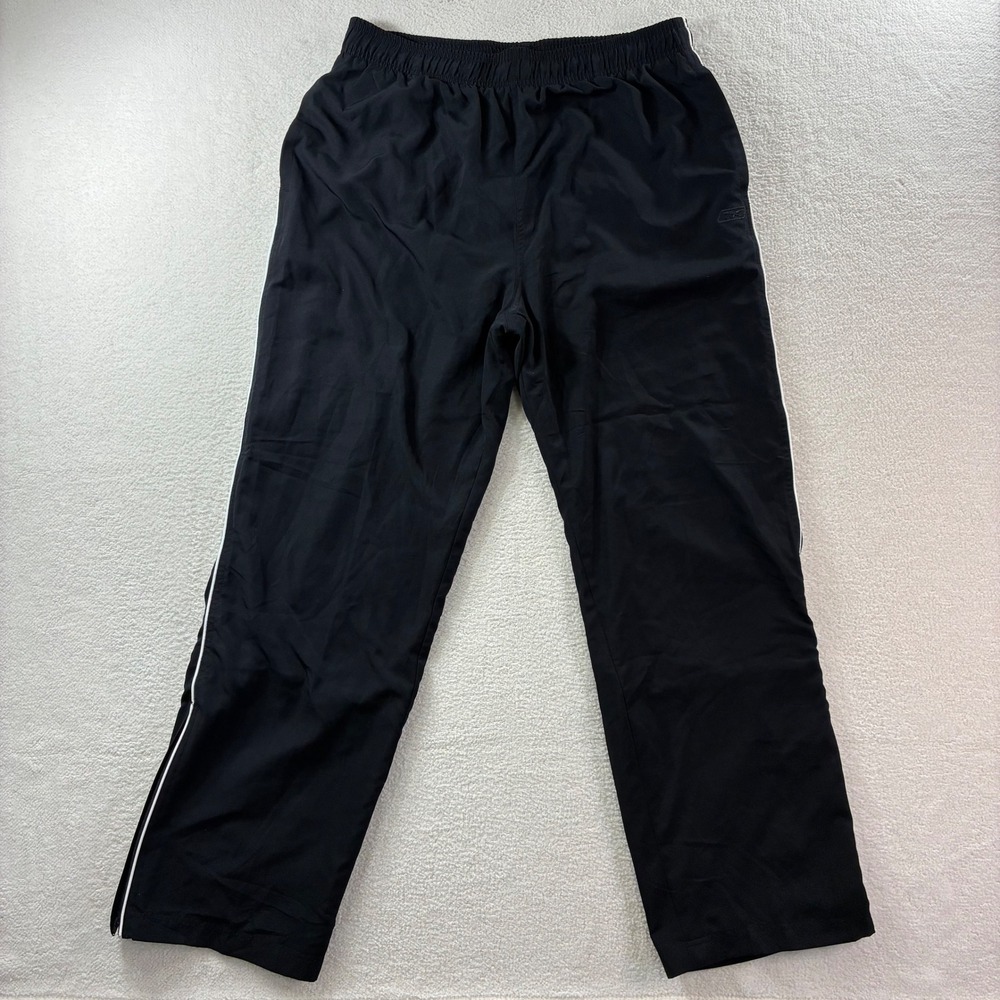Y2K Reebok Track Pants Men XL Black Baggy Windbreaker Ankle Zip Lined Sweatpants